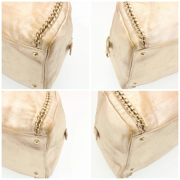 CHANEL Grained Calf Skin Tote Bag Leather White CC Auth 28380A - Picture 14 of 16